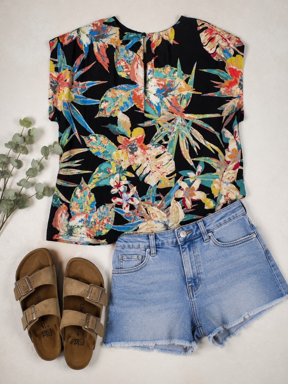 ANTHROPOLGIE Flying Tomato Multicolor Tropical Print Top Size Large